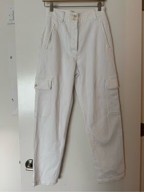 Wilfred Free Aritzia White Cargo Pants Size 6 Cotton Stretch Utility